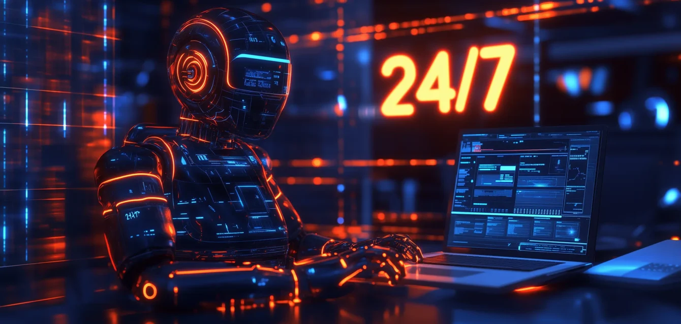 40x2_A_futuristic_call_center_scene_with_a_humanoid_robot_op_87cc7c90-5e72-4ae1-8ca4-4406afa9c766